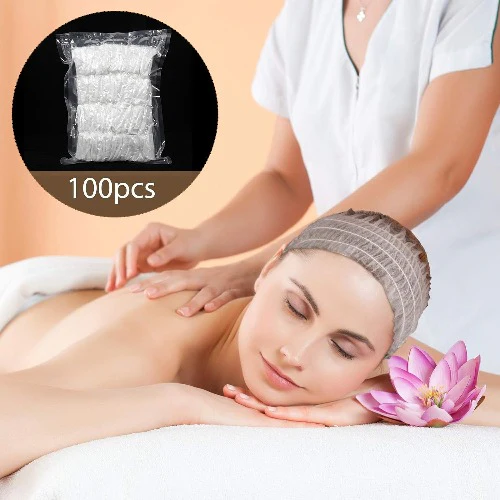 Disposable Headbands Soft | Non-Woven Facial Hair Band | Elastic Facial Headbands - 100pcs - Image 3