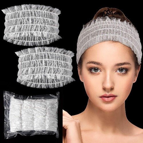 Disposable Headbands Soft | Non-Woven Facial Hair Band | Elastic Facial Headbands - 100pcs