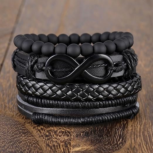 Men's Bracelet: Set - 4 Layered Styles for a Bold Look - Image 4